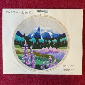 Canadian embroidery kit, new, Mt Robson scene